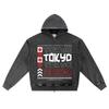 DTG Print Knitted Denim Zip-Up Hoodie Japanese_streetwear 1 Brother Print Zipper Hoodies