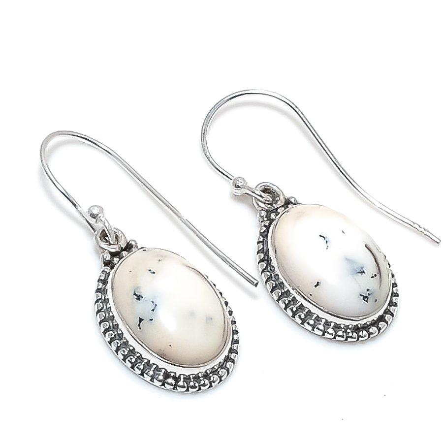 

Серьги из натурального дендрита и опала, 925 пробы, подарочные, 1,50 дюйма, J4k22