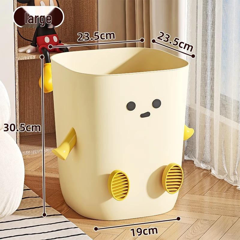 Cute Cartoon Trash Can with Paper Holder - Large Capacity for Home, Dorm, or Bedroom Use