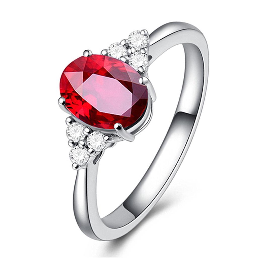 18k Gold Plated Ring with Pigeon Blood Red, Green, and Blue Egg-Shaped Diamonds