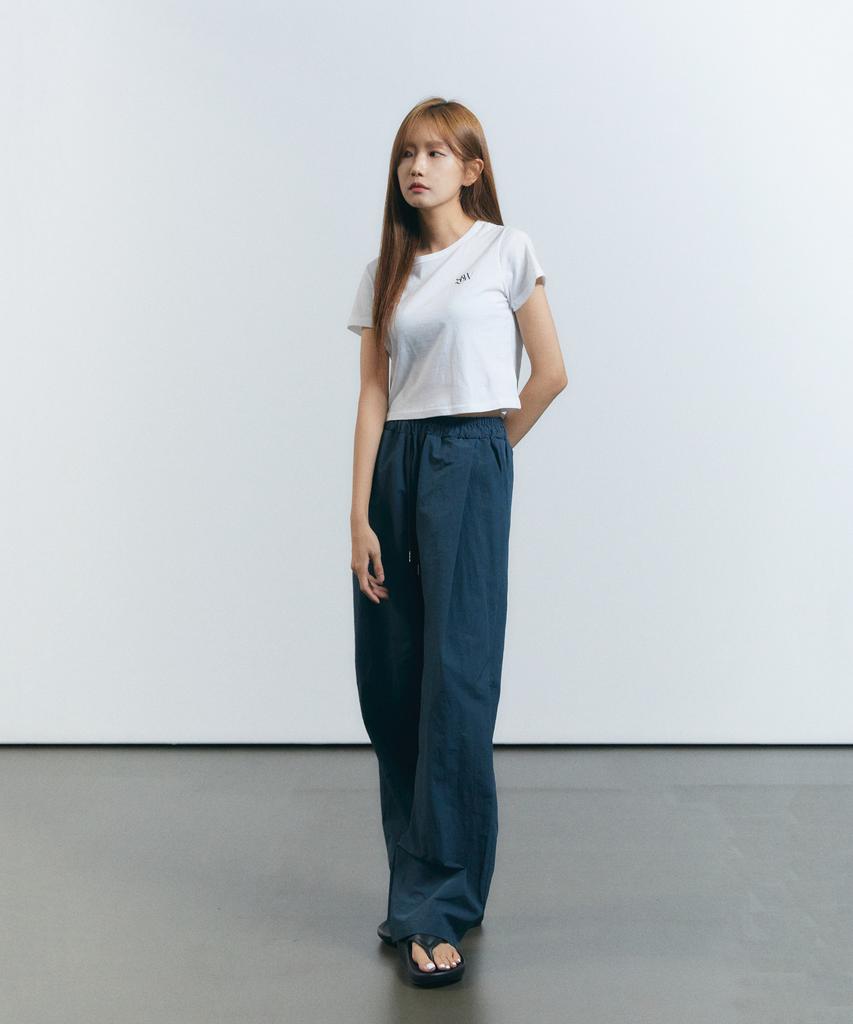 SLOW RECORD HOUSE Nylon Single-Pleat Pants_Teal