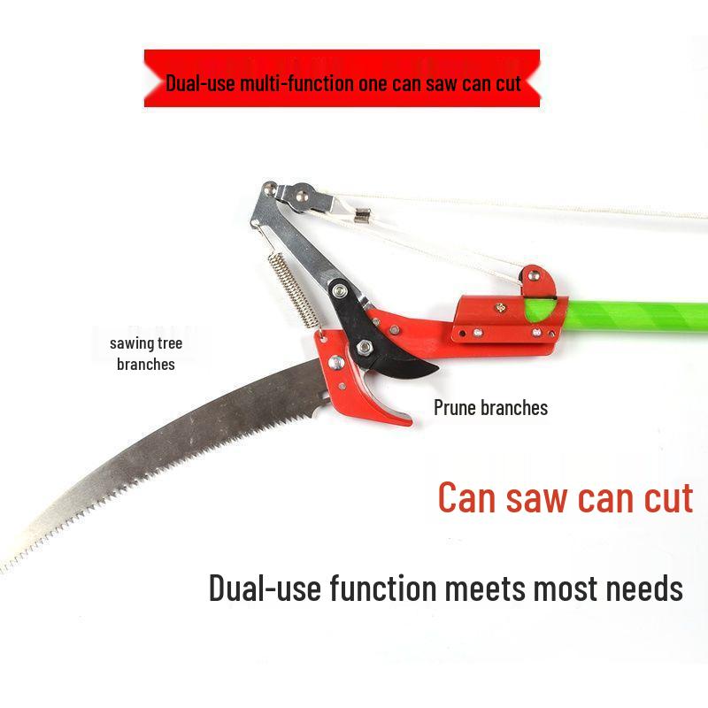 High-Altitude Labor-Saving Pruning Shears with Rope and Single Pulley for Tree Branches, Black