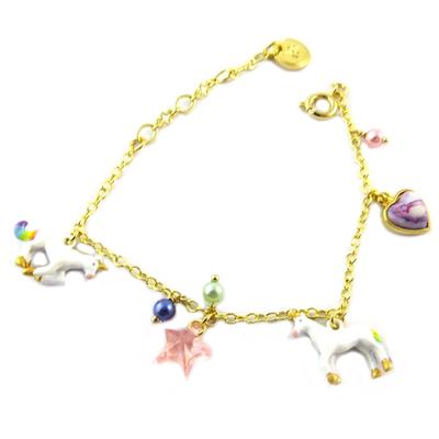 [P2002] - Handmade Bracelet 'Monde Merveilleux' (Unicorn) Multi-colored Gold