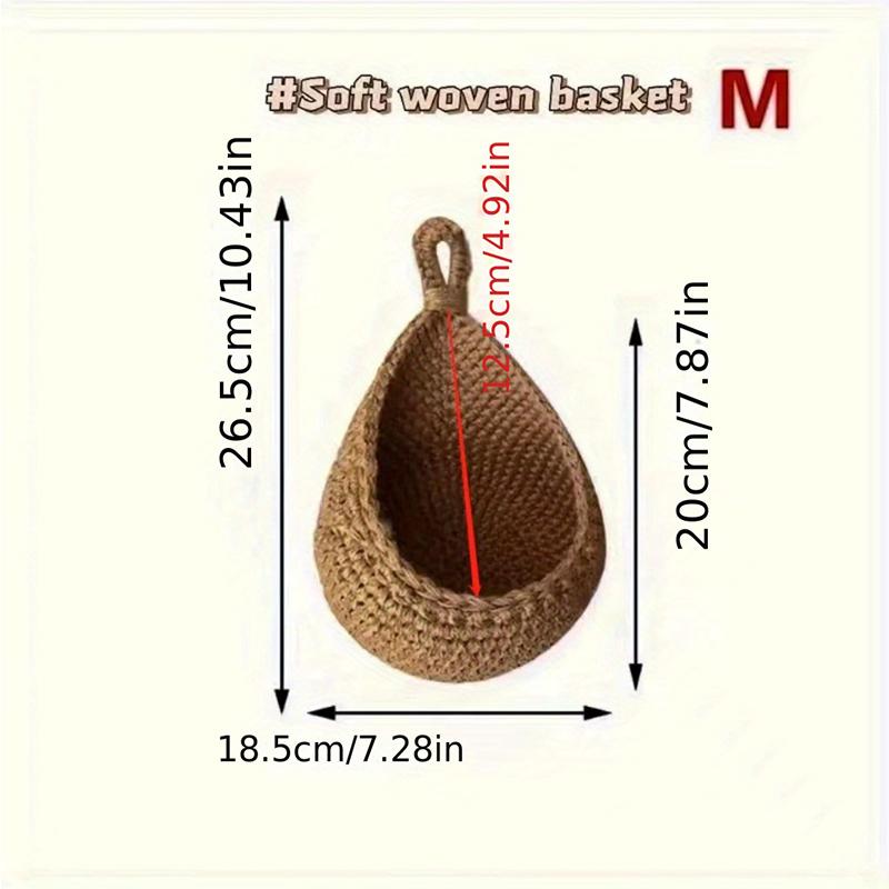 1PC Natural Rope Kitchen Hand Woven Storage Basket Home Wall Hanging Basket Vegetable Storage Baskets Potato Flower Fruit