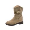 Coarse heel suede piled boots Martin boots women's boots new autumn and winter fashion versatile and thin French short boots