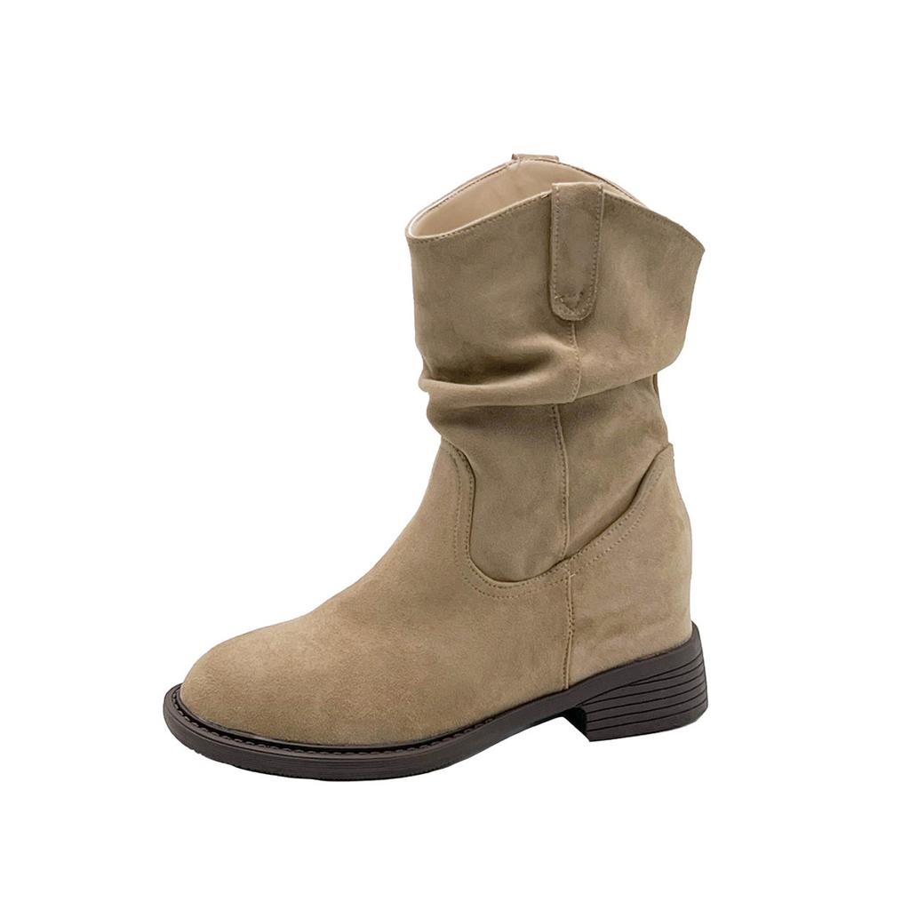 Coarse heel suede piled boots Martin boots women's boots new autumn and winter fashion versatile and thin French short boots