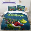 1 ST Grinch patroon Beddengoed Dekbed Set Dekbedovertrek Kussensloop Huisdecoratie Verjaardagscadeau (1 dekbedovertrek + 2 kussenslopen, zonder binnenkussen)