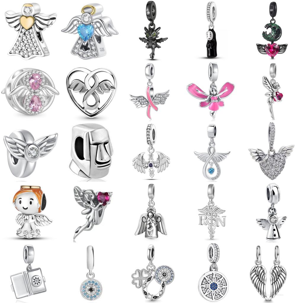 Angel Wings Charm Bead Components Pendant Bead Component Plata Originales Compatible With Bracelet High Quality Fine Jewelry Bangle Necklace Trinket