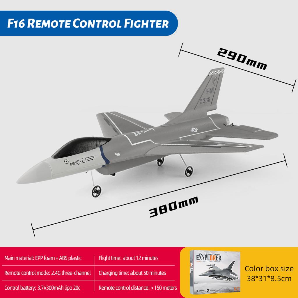 F16 Remote Control Fighter 3CH 2.4G RC Plane with Axis Gyroscope Flight Self-stabilization System Aircraft Model Toys for Kids