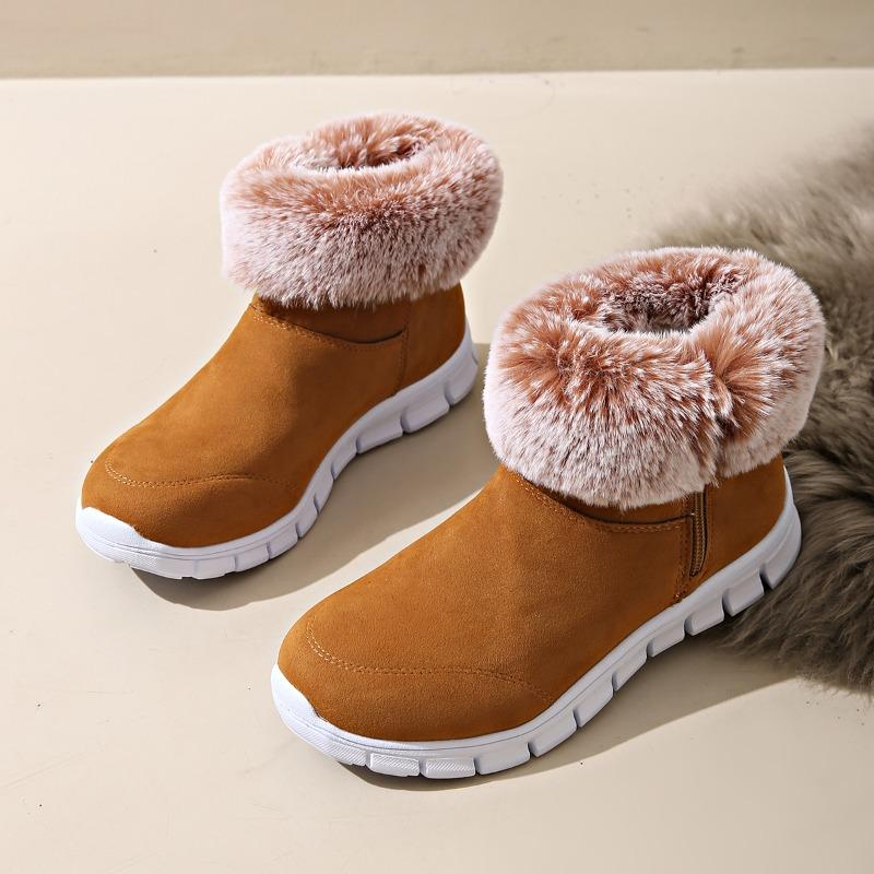 

Fashion Plus Size Winter Fuzzy Snow Boots Women s Thickened Fleece Warm Cotton Boots 36 коричневый
