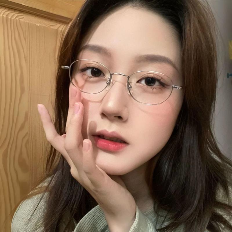 Vintage Anti-Blue Light Glasses Women's Oval Metal Frame Brand Designer Fashion Y2K Woman Metal Optical Frames Computer Glasses