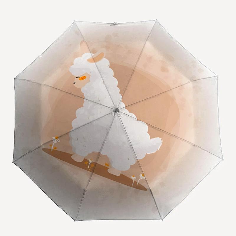 1pc Alpaca Automatic Folding Umbrella - 8-Rib Automatic Open/Close, Large Canopy Birthday Festival Gift Yy251217113