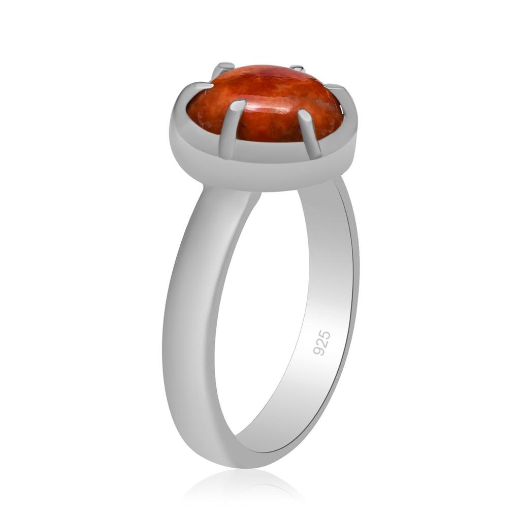 10X10 mm Natural Orange Copper Turquoise Gemstone 925 Sterling Silver Prong Set Ring Women & Girls