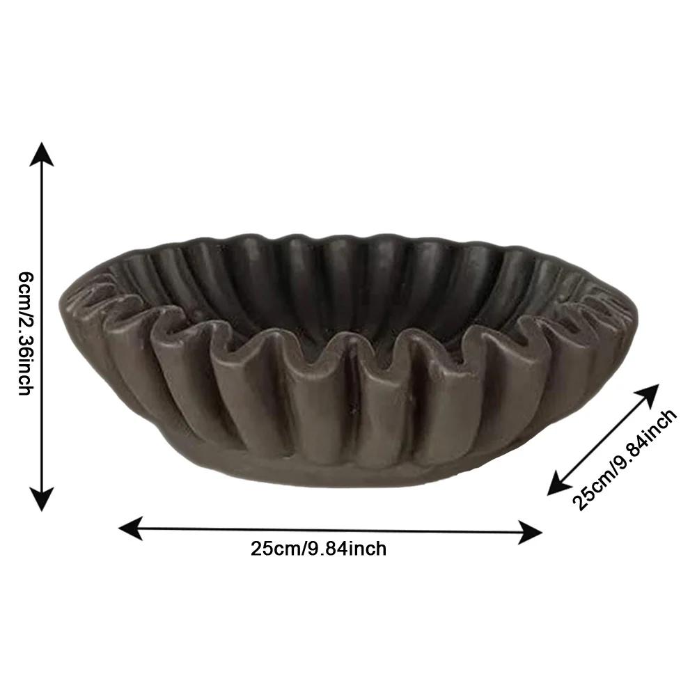 Белые декоративные чаши Фруктовая чаша Рифленая декоративная чаша с оборками Зубчатая декоративная чаша из смолы Волнистая чаша Подарки на новоселье и свадьбу S темно-коричневого