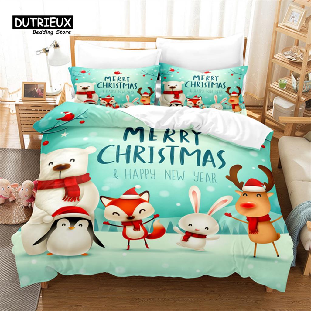 Jul Sängklädesset Jul Tomte Påslakanset 3D Jul Jul Sängkläder Queen Size Modedesign