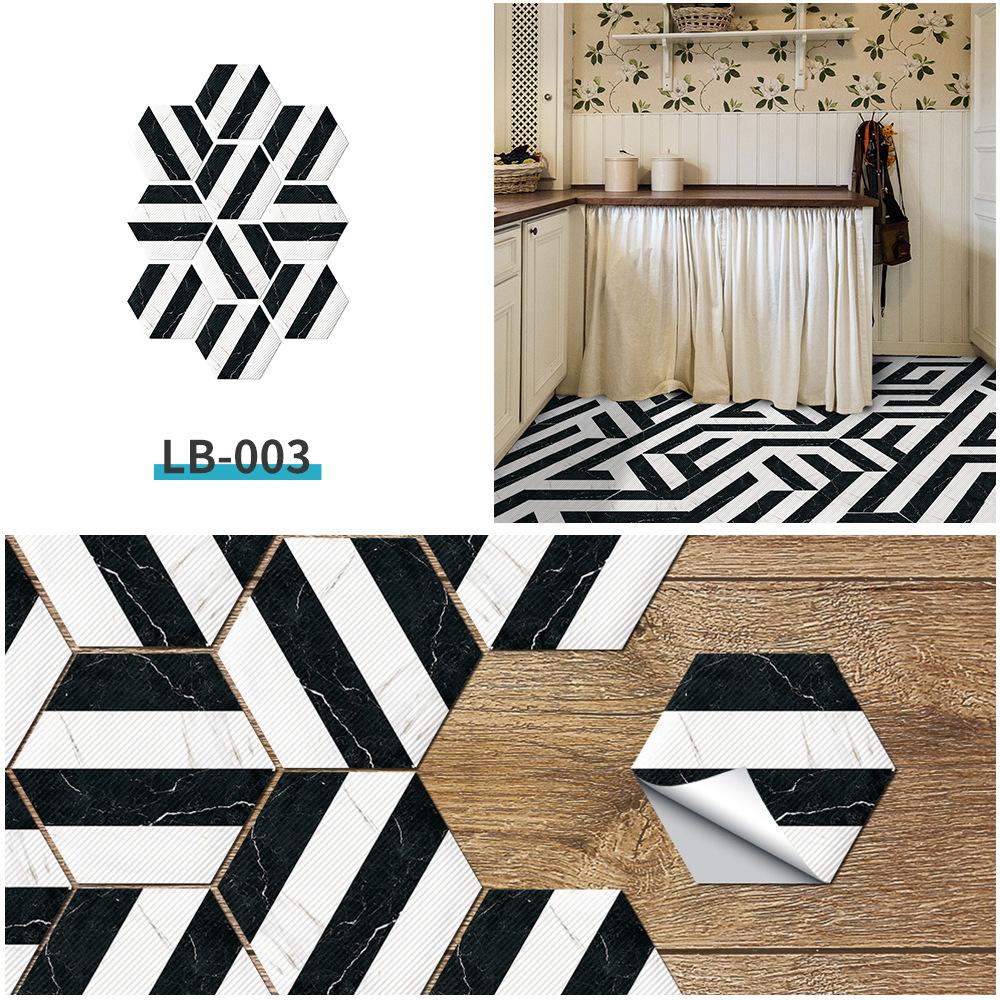 10Pcs Hexagon Floor Stickers PVC Self Adhesive Waterproof and Slip-resistant Wall Sticker For Bathroom Kitchen Wall Ground Decal