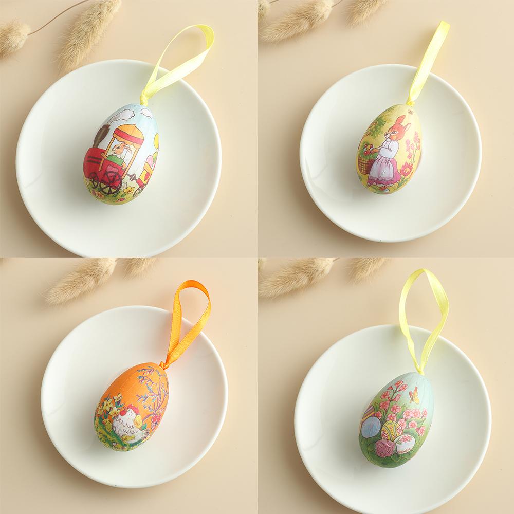 

6Pcs/Lot DIY Crafts Favor Toy Gifts Easter Eggs Hand Painted Foam Hanging Ornaments