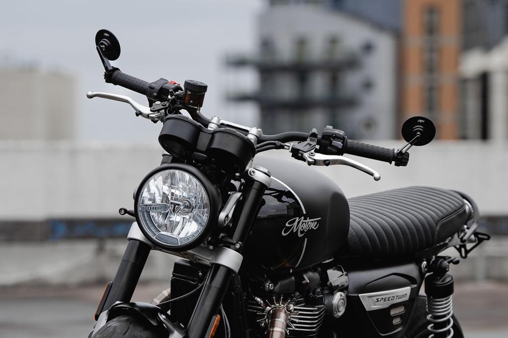 Motone TURISMO 80mm Lenkerendspiegel, 1 Stück T100/T120, SpeedTwin900, Scrambler900, MRR004