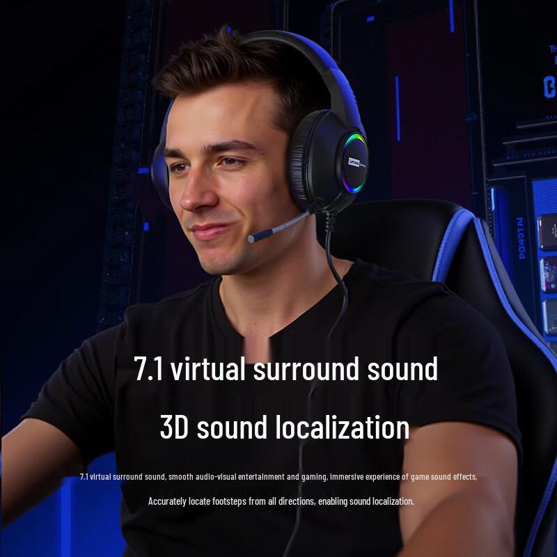 Lenovo 7.1 Surround Sound Wired Gaming Headset with Mic