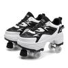 2025 New Dual-purpose Roller Skating Deformation Shoes Double Row Roller Skating Shoes Modified Version Four-wheel Running Shoes