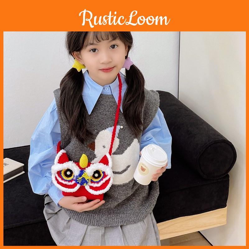 Childrens Festive Lion Plush Bag Cute  Crossbody Bag For Winter Coin Purse