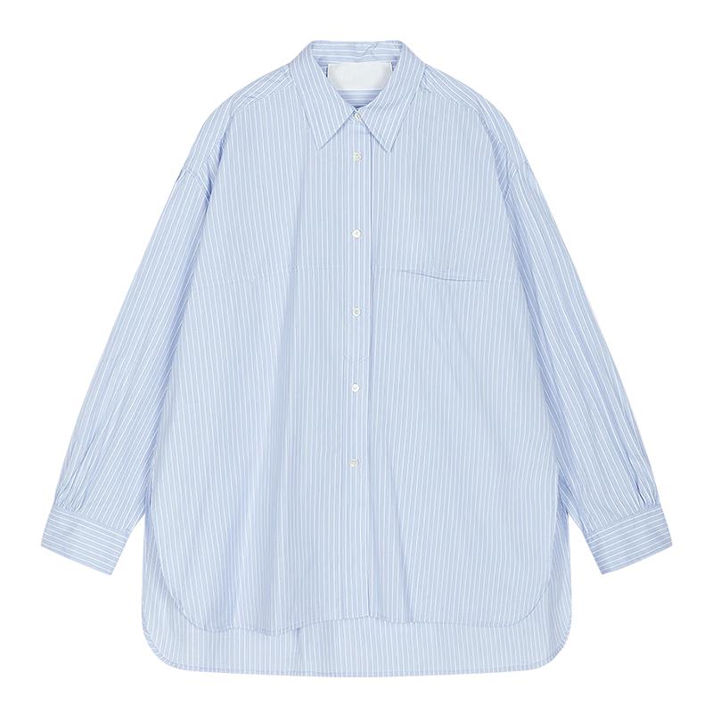 LESS 2025 Autumn H-Type Long Sleeve Striped Shirt S