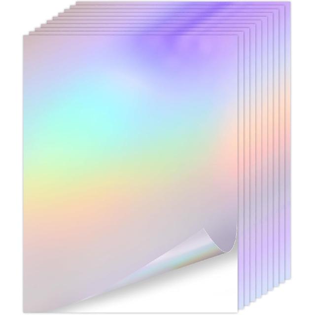 Koala Holographic Laminate Sheets A4 Holographic Sticker Paper,20 Sheets Self Adhesive Waterproof Holographic Transparent Film,11.7X 8.3 Inch