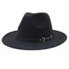 New European-American Style Jazz Windbreaker Hat with Large Brim Felt - Solid Color