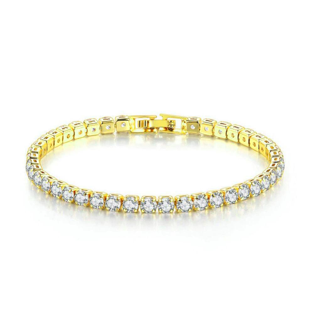 European and American Hip-Hop 4mm Round Stone Bracelet – Single Row Diamond Tennis Chain Jewelry.