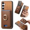 For Samsung Galaxy S25 Magnetic Case Detachable Card Bag Leather Back Cover with Kickstand