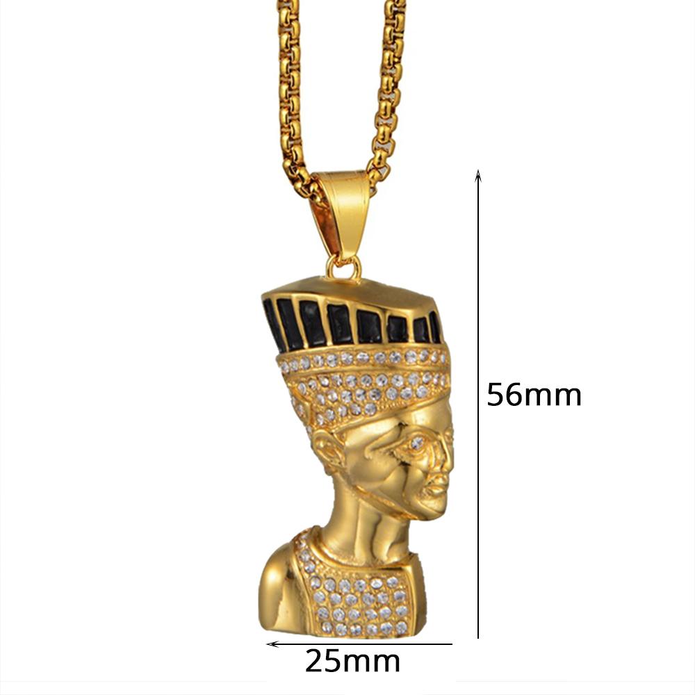 Regina Egizia Nefertiti Ciondolo Faraone Collana in Acciaio Inossidabile Colore Oro Maschile Per Uomo/Donna Gioielli Antico Egitto Regalo