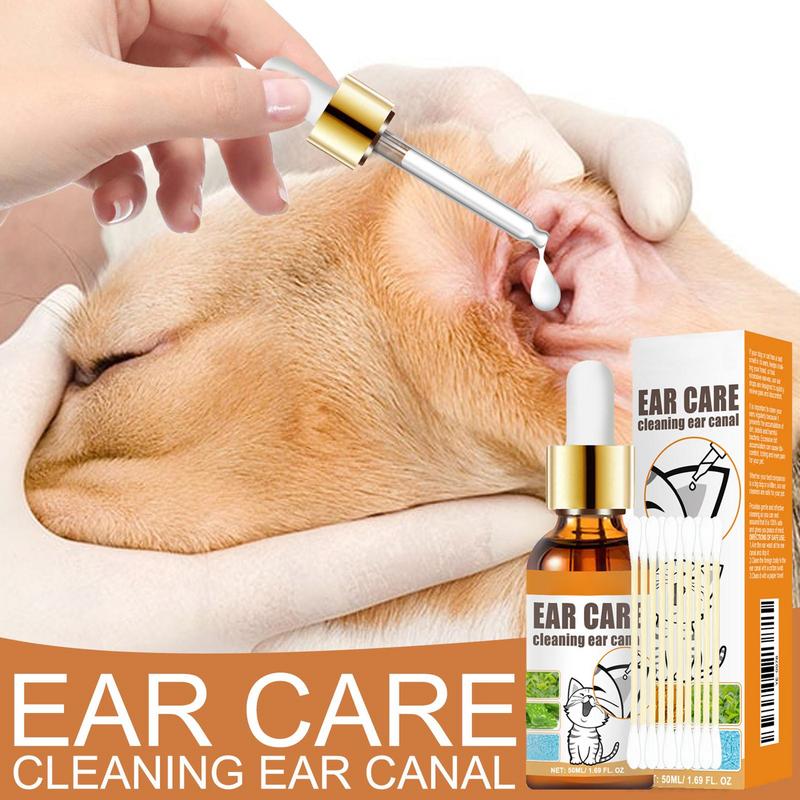 Dog Ear Cleaning Solution 50ml Soothing Ear Cleaner For Cat Wax And Odor Remover Pet Care Liquid Grooming Supplies With 10
