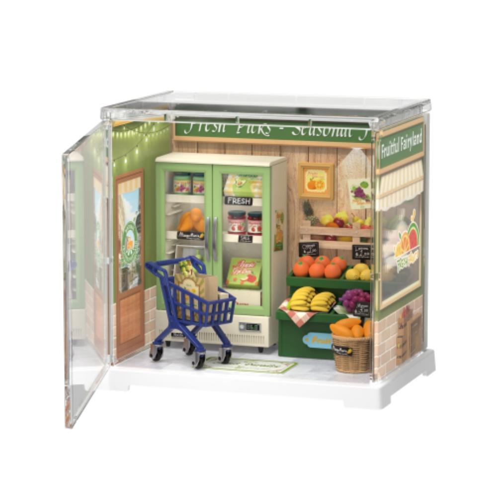 

Robotime Rolife DIY Miniature Dollhouse Kit Mini House with Accessories Model Supply Store Kit with LED to Build Birthday Gift