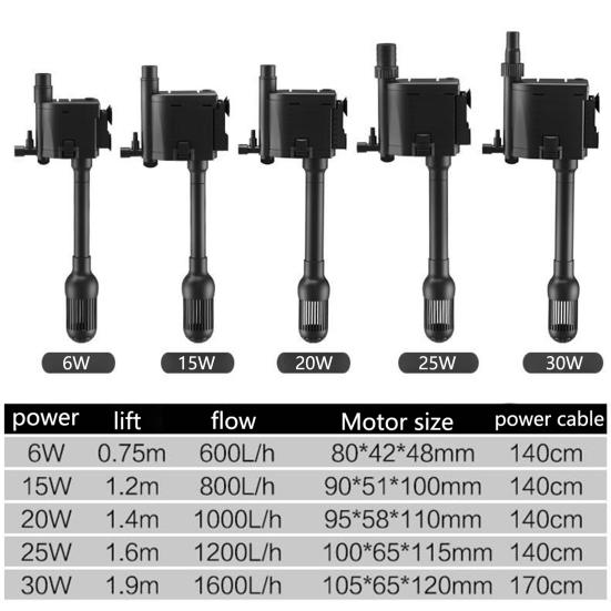 1 Set Filtering Pump Energy-efficient Multi-purpose Corrosion Resistant 3 in 1 Fish Tank Filter Pump Aquarium Accessories