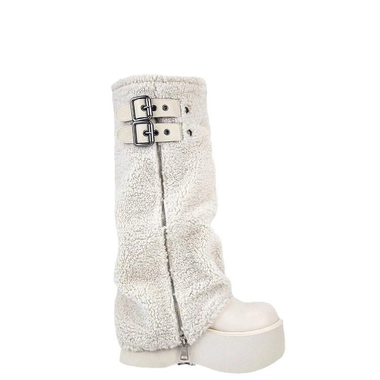 Plüschstiefel mit dicker Sohle Damen Winter kleine Männer aber Kniestiefel Spice Girls Hosenstiefel