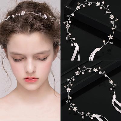 Braut Hochzeit Kristall Perle Blume Stirnband Braut Haar Zubehör Barock Handgemachte Krone Haar Hoop Haarband Perlen Dekoration