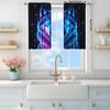Set Of 2 Cool Fluorescent Wolf Half Curtains Home Decoration All Season Decorative Artistic Room Darkening Made Polyester