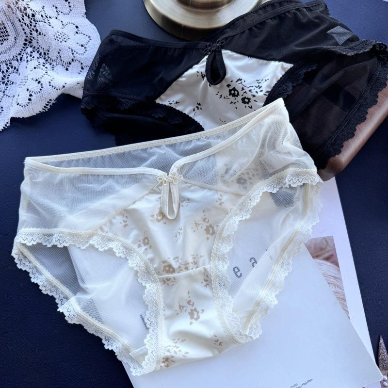 

Женское весенне-летнее нижнее белье в национальном стиле, сексуальное, сетчатое, из ледяного шелка, с глубоким V-образным вырезом и низкой посадкой L бежевый