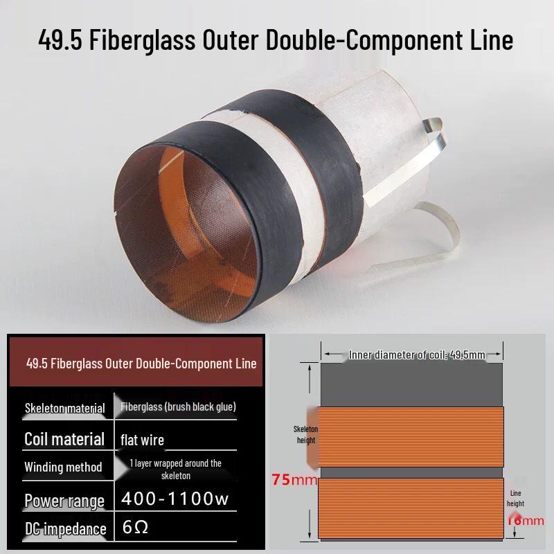 75.5mm Bass Voice Coil, 51.0 Fiberglass Double Layer Wound Coil, 51 Core Speaker Repair Parts