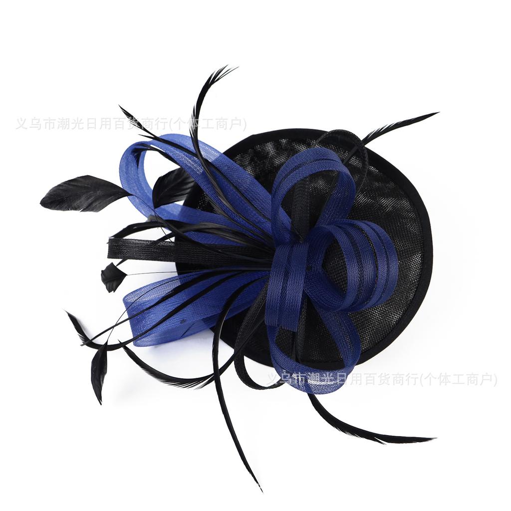 New bridal feather headgear hair accessories mesh headgear bridal top hat horse racing festival hemp headgear hair accessories
