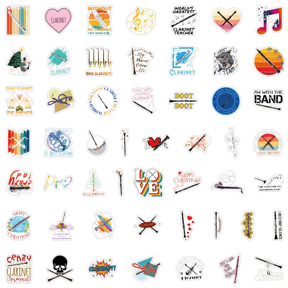 100 New Clarinet Instrument Graffiti Decals Suitcase Notebook Water Cup Water-Repellent Decals Premium Durable