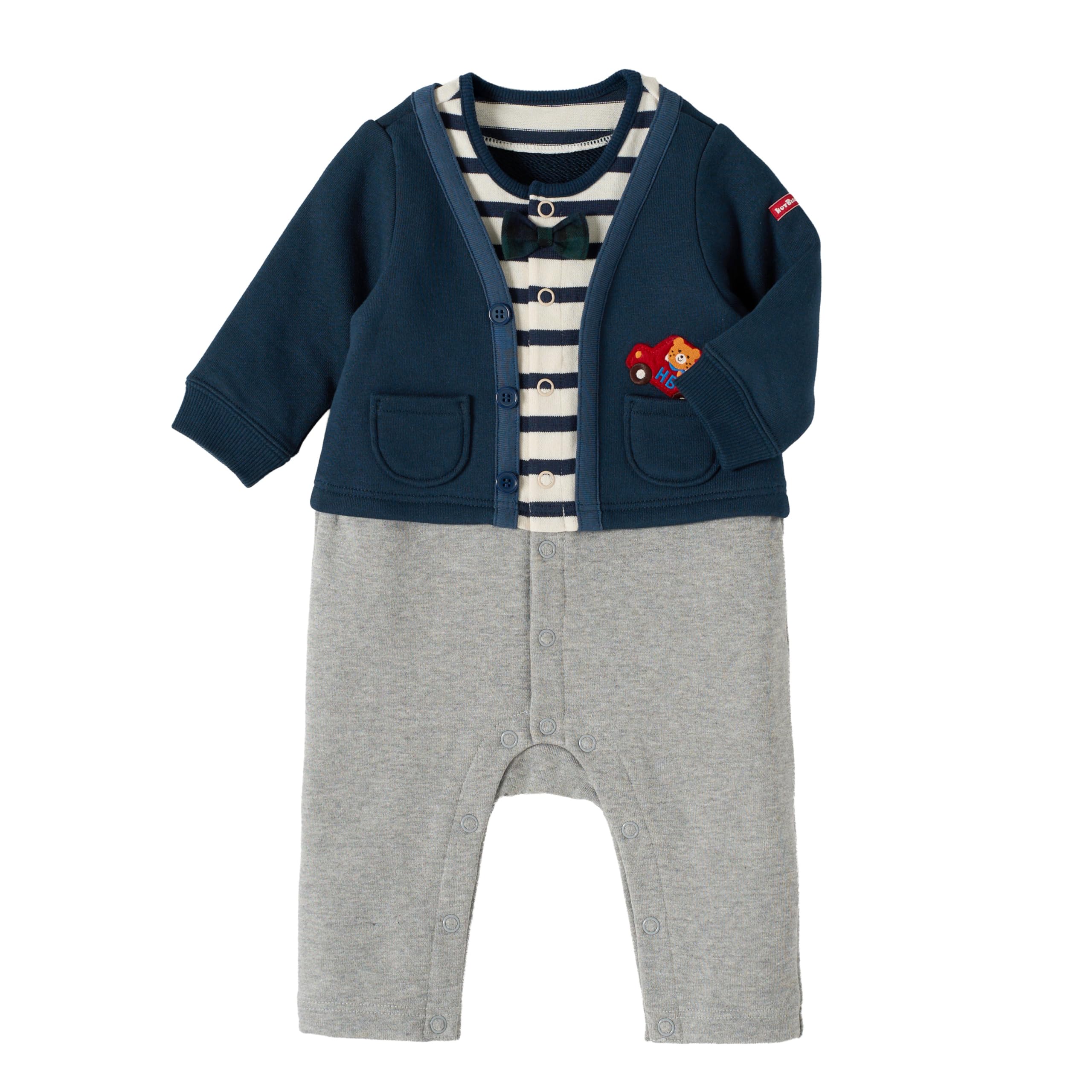 

MIKIHOUSE HOT BISCUITS Coveralls for Boys and Baby and Size Girls, Kids, Navy, 80cm, 73-1205-499