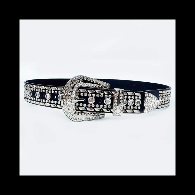 Japanese and Korean Diamond Belt Wind, Punk Diamond-encrusted Trendy Rhinestone Belt, Hip-hop Belt, Locomotive Wind