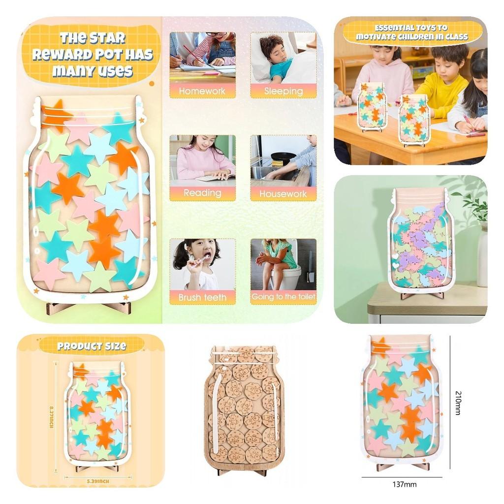 Reward Star Jar Incentive Jar Responsibility Wooden Routine Training Gift Kids