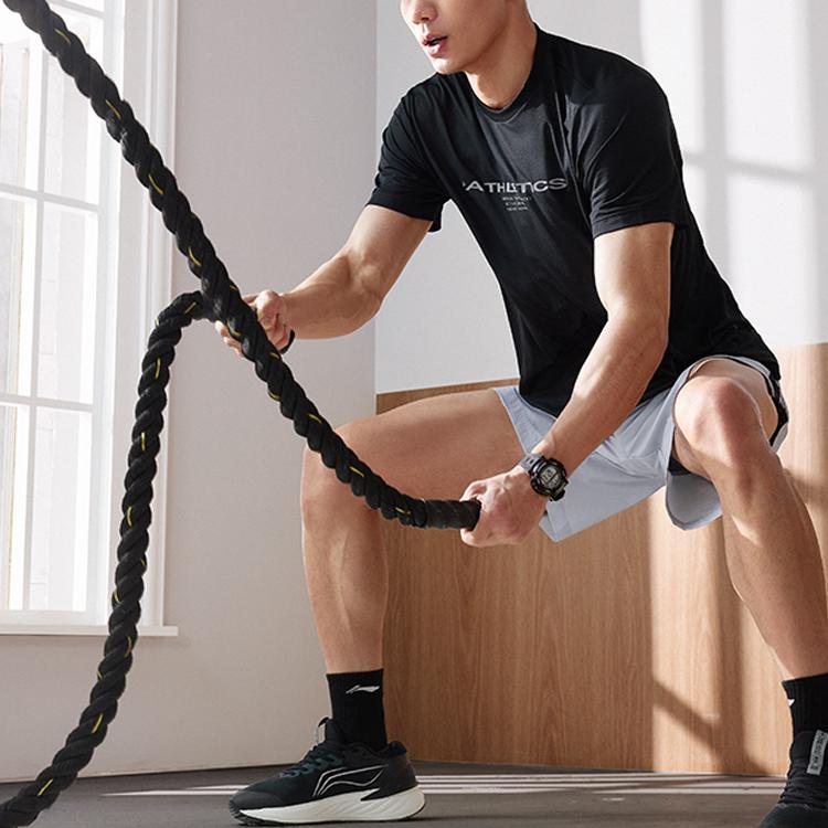 Li Ning Fitness Series Quick-Dry T-Shirt Men T-Shirts Black ATST593-5