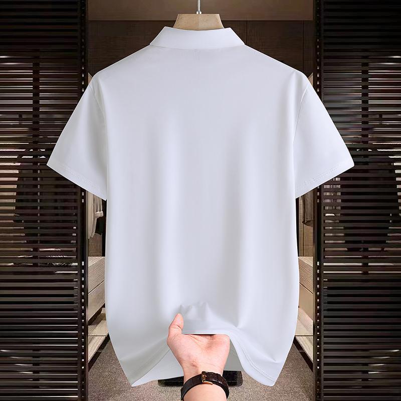 Is Silke Polo Retro Kortærmet Polo Skjorte Herre Sommer Alsidig Top Skjorte Farveblokket Krave T-shirt