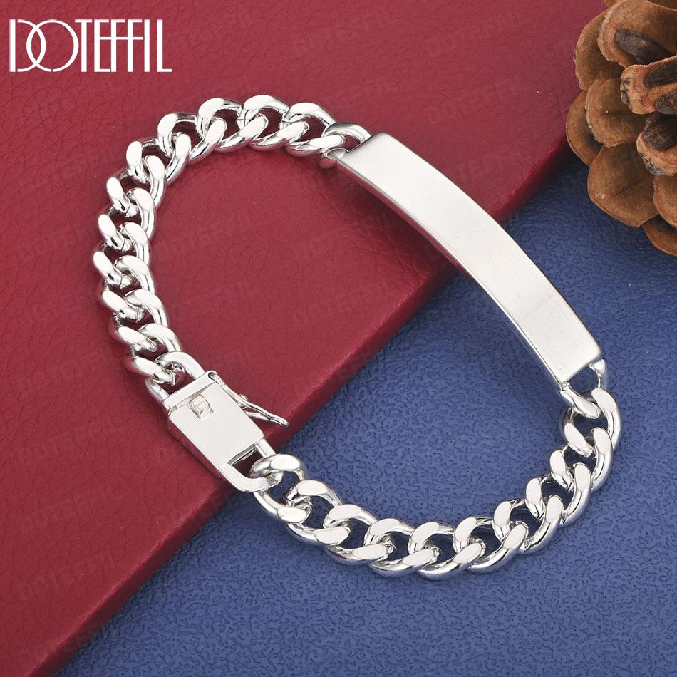 925 Sterling Silver 8mm Side Chain Bracelet Wedding Jewelry
