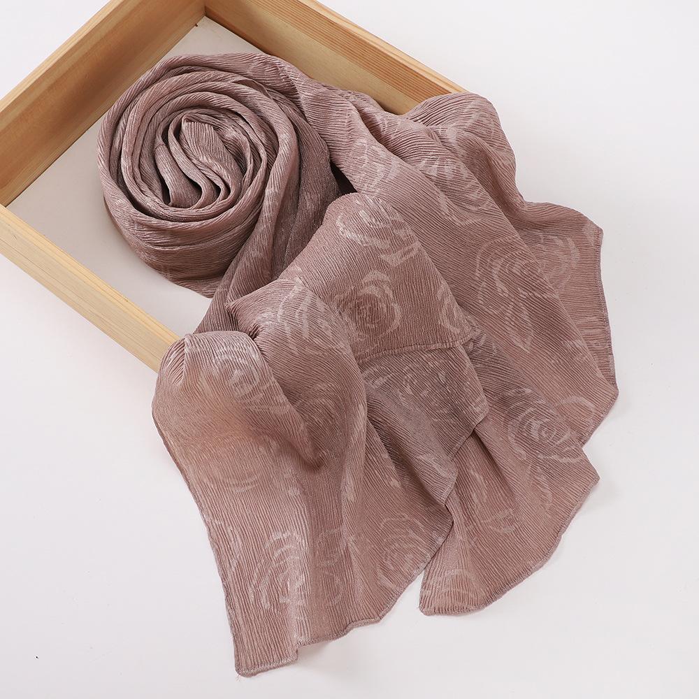 New women's bag head rose pattern scarf, Malaysian crumpled fashion wrap headscarf