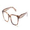 Side Letter Temples Acetate Irregular Optical Frame Women's Brown Brown 54