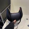 Large Capacity Moon Underarm Bag Solid Color Women's Hobo Bag Pu Leather Shoulder Bag  Outdoor